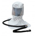 Set of disposable hood including a white Tyvek® hood, a flexible breathing tube and a nylon belt, sold individually. No. 9910.