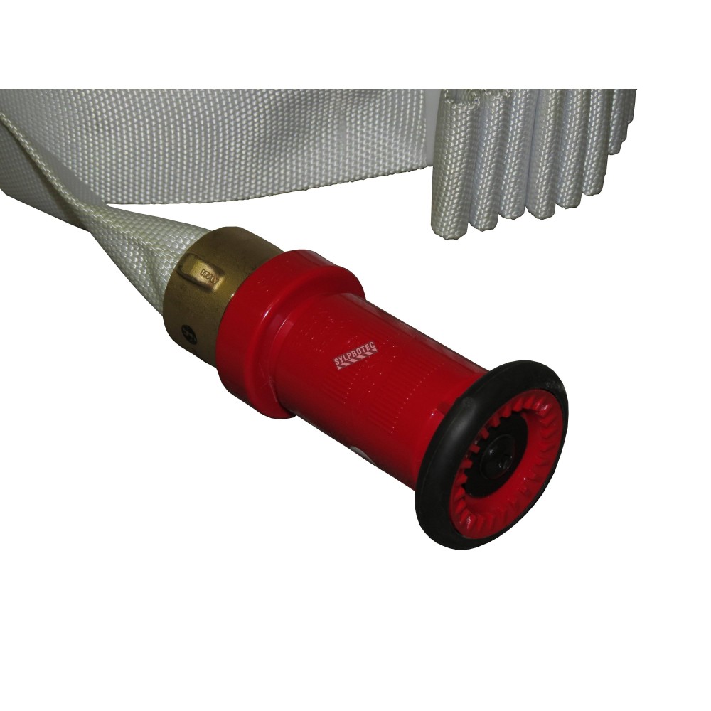 Fire hose adjustable nozzle of 1.5 in diameter, full spray.