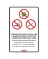 Bilingual sign "No smoking cigarette, vaping or using cannabis within 9 meters" available in two materials.