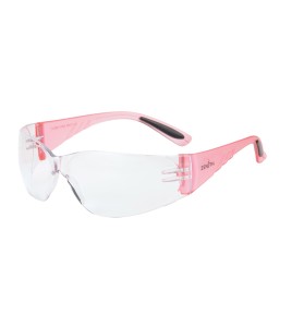 Lunette de sécurité rose pour femme. Lentille de polycarbonate clair. Homologué CSA.