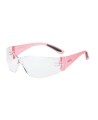 Woman protective eyewear pink whit clear polycarbonate lenses. CSA approved for impact protection.