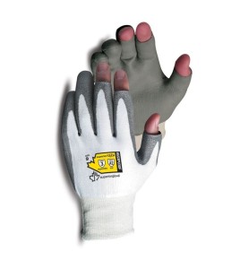 Open-finger glove with Dyneema® cut level A2, polyurethane palm-coated. Sold in pairs.