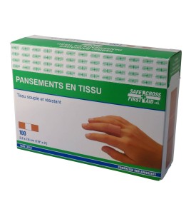 Pansements en tissu élastique, 2.2 x 7.5 cm (7/8 x 3 po), 100/bte.