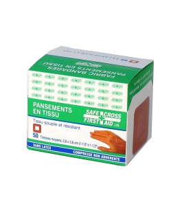 Elastic fabric square bandages, 3.75 cm (1.5 in), 50/box.