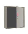 Surface-mounted cabinet with solid metal door, for 75 to 100 ft fire hose and 5 to 10 lbs extinguisher.