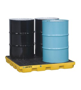 Drum accumulation center for spill control, fits 4 drums, capacity 49 US gallons (185 liters).