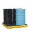 Drum accumulation center for spill control, fits 4 drums, capacity 49 US gallons (185 liters).