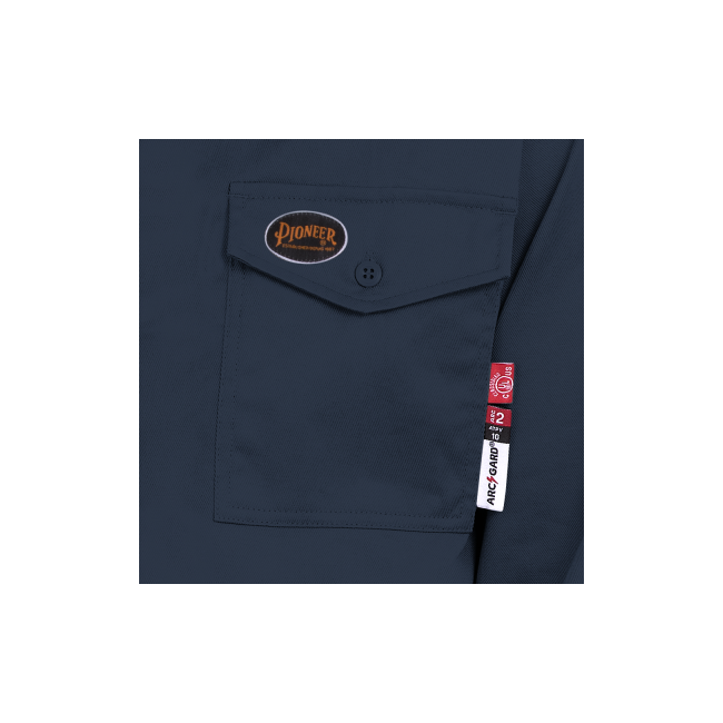 Safety shirt, FR-TECH 7 oz fireproof, navy blue size small to 4XL, Pioneer V2540440, model 7742, sold by unit