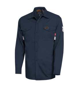 Safety shirt, FR-TECH 7 oz fireproof, navy blue size small to 4XL, Pioneer V2540440, model 7742, sold by unit