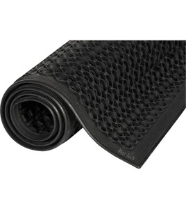 Black carpet 1/2 in.  made of vulcanized rubber with cylindrical flow openings and rising grooves.