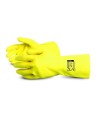 Gants de latex naturel jaune doublés de coton, épaisseur 18 mil, longueur 12 pouces, larges (9), 12 paire/paquet.