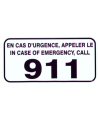 Affiche bilingue d’urgence et d’incendie «En cas d'urgence, appeler 911» en vinyle autocollant