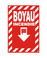 Affiche d’urgence et d’incendie «Feu Boyau» hachuré transversale, en divers formats & matériaux.