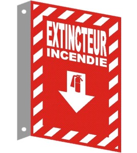 French "Extincteur Incendie" -sign of various sizes and different materials.