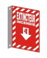 French "Extincteur Incendie" -sign of various sizes and different materials.