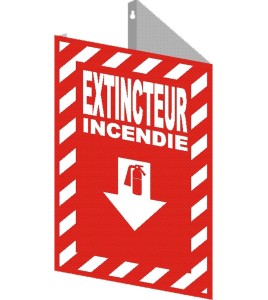 French "Extincteur Incendie" -sign of various sizes and different materials.