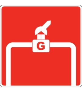 Aluminium sign for manual gas shutoff valve