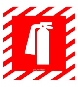 Affiche d’urgence et d’incendie «Extincteur d'incendie à l'intérieur Fire extinguisher inside» en vinyle autocollant