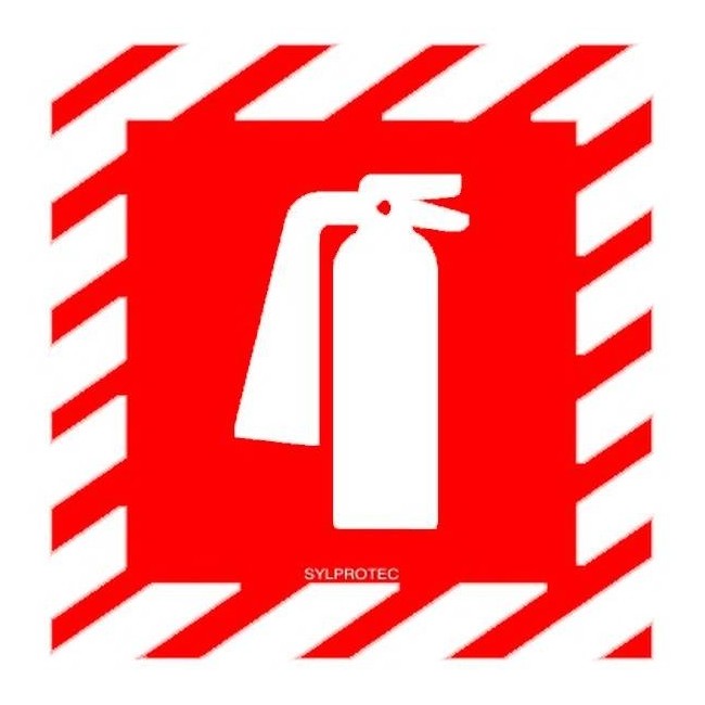 Bilingual self-adhesive vinyl "Extincteur d'incendie à l'intérieur Fire extinguisher inside" fire safety sign