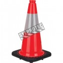 Orange traffic cone 18 in. with reflective band of 4 in. Weight: 3.8 lbs. Made from 100% PVC. 