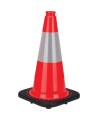 Orange traffic cone 18 in. with reflective band of 4 in. Weight: 3.8 lbs. Made from 100% PVC. 