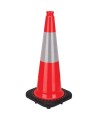 Orange traffic cone whit 4 in collar, 28 in. long, weight: 7.5 lbs. Made from 100% PVC.