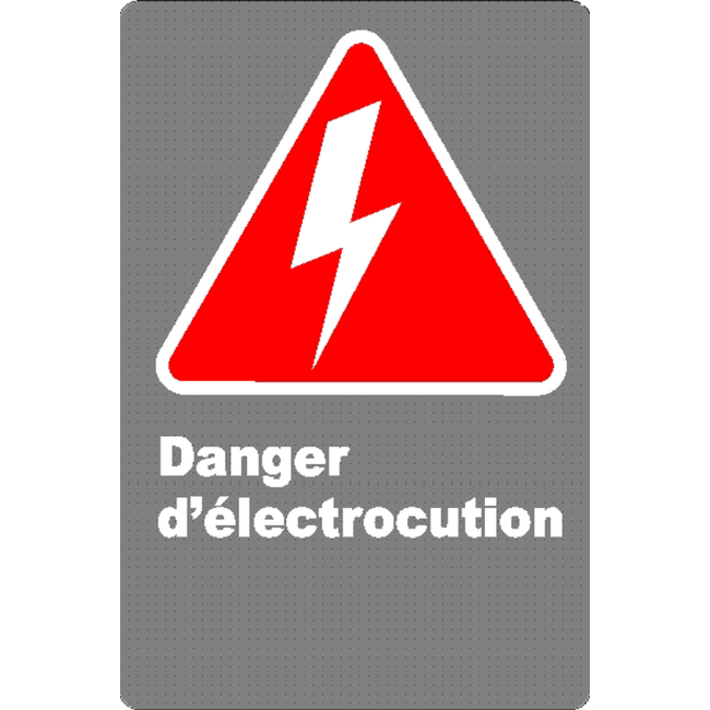 Affiche CSA «Danger d’électrocution» en français: formats variés, matériaux divers, d’autres langues & options