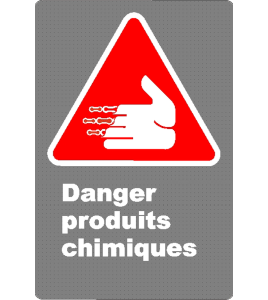 French CSA "Danger Chemical Products" sign in various sizes, shapes, materials & languages + options