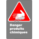 Affiche CSA «Danger produits chimiques» en français: divers formats, matériaux & langues + options