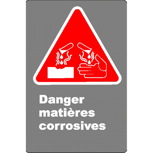 French CSA "Danger Corrosive Material" sign in various sizes, shapes, materials & languages + options