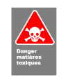 Affiche CSA «Danger matières toxiques» en français: divers formats, matériaux & langues + options