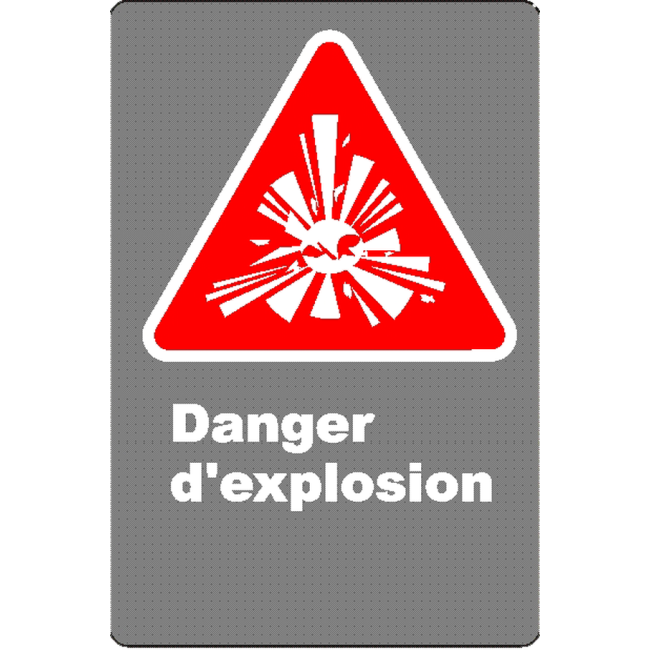 French CSA "Danger Explosive" sign in various sizes, shapes, materials & languages + options