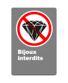 Affiche CSA « Bijoux interdits » de langue française: formats variés, matériaux divers, d’autres langues & options