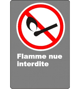 French CSA "No Open Flames" sign in various sizes, shapes, materials & languages + optional features