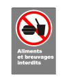 French CSA "No Food or Drink" sign in various sizes, shapes, materials & languages + optional features