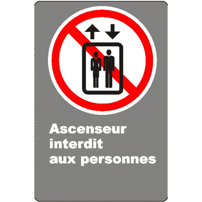 Affiche CSA «Ascenseur interdit aux personnes» de langue française: formats variés, matériaux divers & options