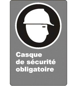 French CSA "Safety Helmet Mandatory" sign in various sizes, shapes, materials & languages + optional features