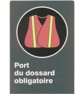 Affiche CSA «Port du dossard obligatoire» de langue française: langues, formats & matériaux divers + options