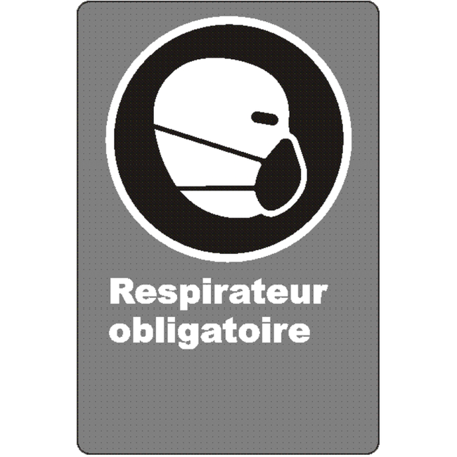 Affiche CSA « Respirateur obligatoire » de langue française: langues, formats & matériaux divers + options