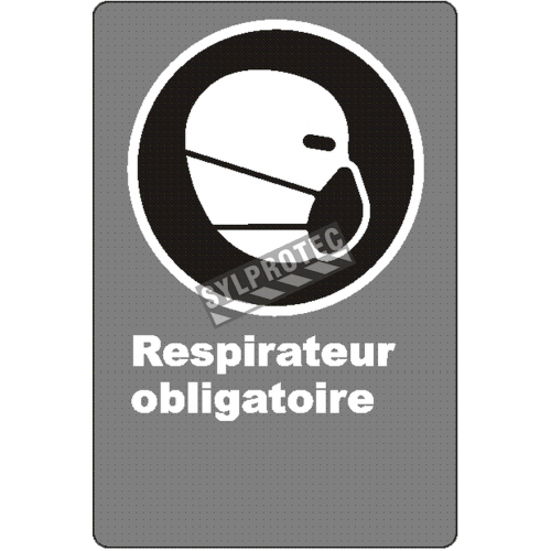 French CSA "Respirator Mandatory" sign in various sizes, shapes, materials & languages + optional features