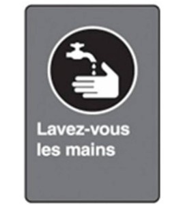 French CSA "Wash Your Hands" sign in various sizes, shapes, materials & languages + optional features