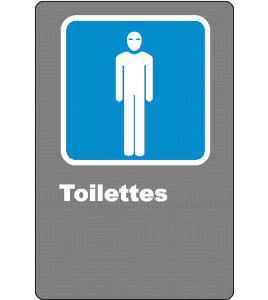 French CSA men "Toilette" sign in various sizes, shapes, materials & languages + optional features