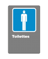 French CSA men "Toilette" sign in various sizes, shapes, materials & languages + optional features