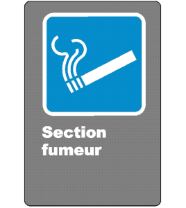 French CSA "Smoking Area" sign in various sizes, shapes, materials & languages + optional features