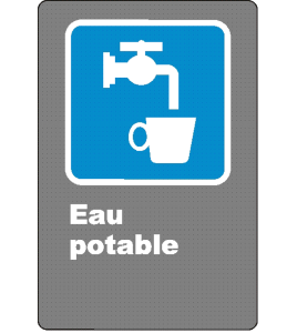 Affiche CSA «Eau potable» de langue française: formats variés, matériaux divers, d’autres langues & options