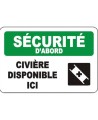 Affiche OSHA « Sécurité d’abord Civière disponible ici » en français: langues, options, formats & matériaux variés