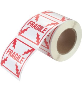 Label "FRAGILE" 4 in. x 4 in., roll 500. Allows you to pay attention to the package during shipping. 