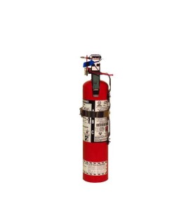 Portable fire extinguisher with powder, 2.5 lbs type ABC, ULC 1A-10BC, with vehicle hook.