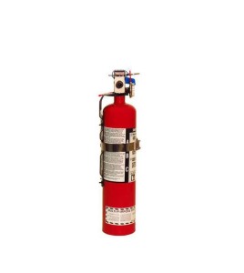 Portable fire extinguisher with powder, 2.5 lbs type ABC, ULC 1A-10BC, with vehicle hook.