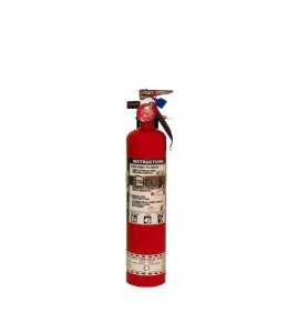 Portable fire extinguisher with powder, 2.5 lbs type ABC, ULC 1A-10BC, with vehicle hook.